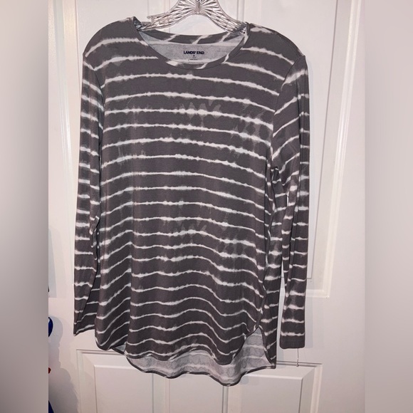 Lands' End Charcoal and White Striped Tee - Picture 1 of 2